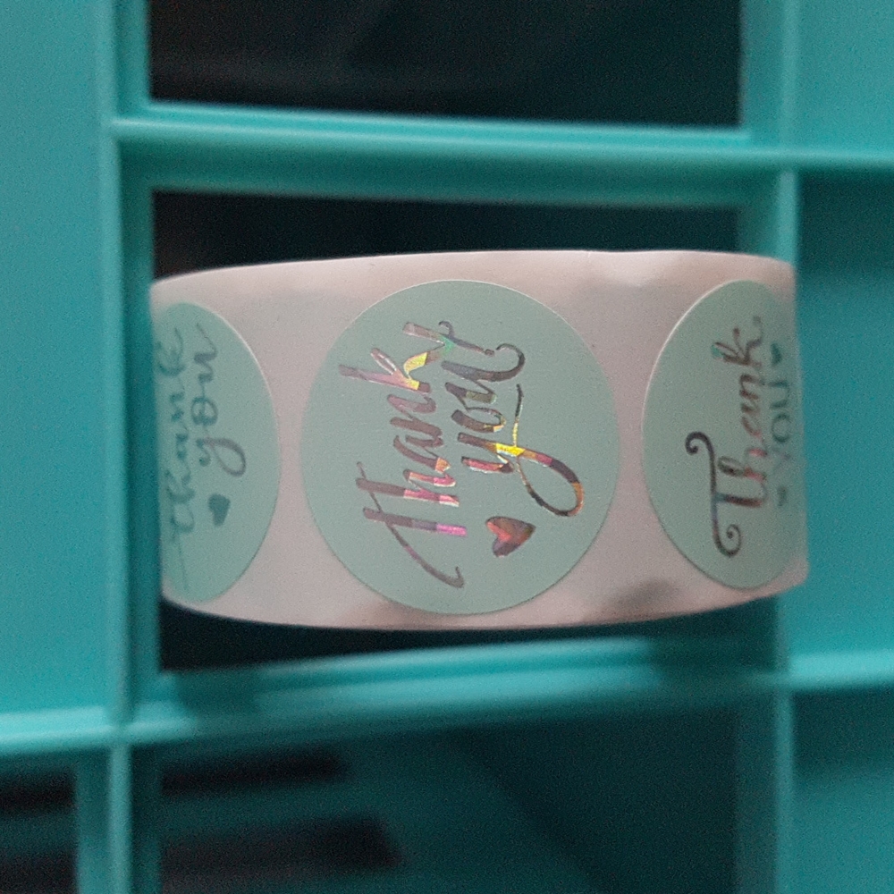 500 pcs Teal Thank You Stickers